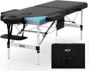 KCC Memory Foam Massage Table Premium Portable Foldable Massage Bed Height Adjustable, 84 Inches Long 28 Inchs Wide Home Salon Spa Bed Tattoo Table with Accessories &Carrying Case, Easy Set Up