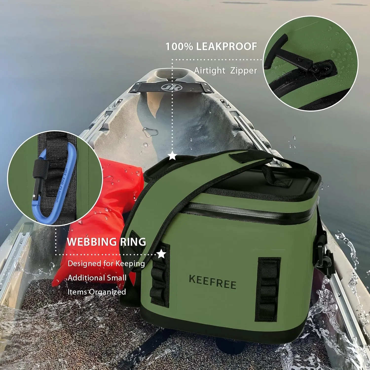 KEEFREE Soft Cooler 8 Cans,Insulated Bag Leakproof with Zipper for Lunch Drink Beverage Picnic Beach Hiking Fishing Camping Travel