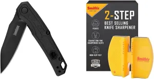 Kershaw 2.75" Tactical Pocket Knife Bundle with Smith's 2-Step Knife Sharpener for Fillet, Pocket, Hunting Knives