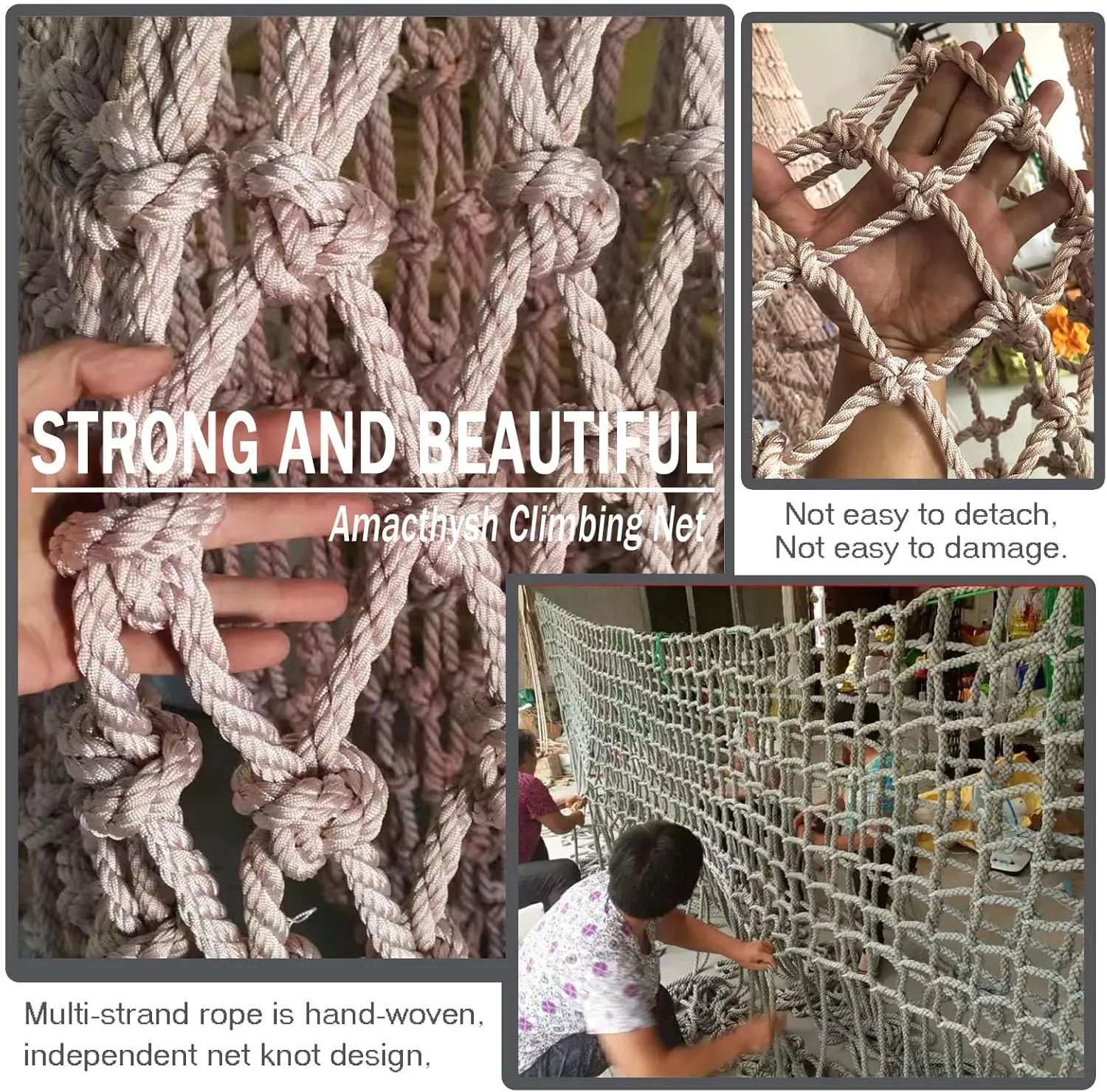Kids Cargo Net Playground,Play Safety Net Playground Fence Protective Mesh,Sports Netting Rope Ladder Climbing Net,Truck Cargo Net Cover,196.85 * 393.7 inch