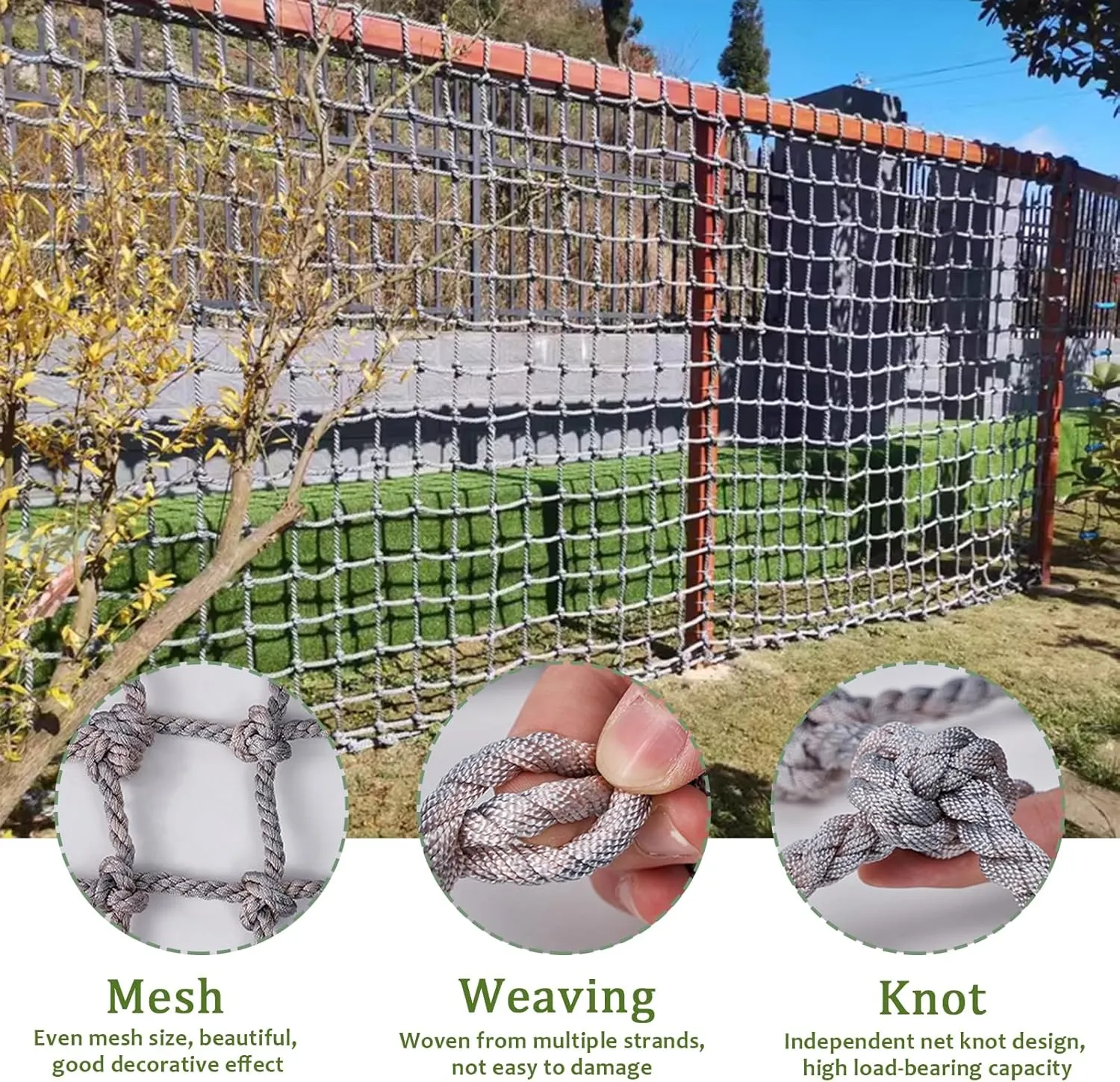 Kids Cargo Net Playground,Play Safety Net Playground Fence Protective Mesh,Sports Netting Rope Ladder Climbing Net,Truck Cargo Net Cover,196.85 * 393.7 inch
