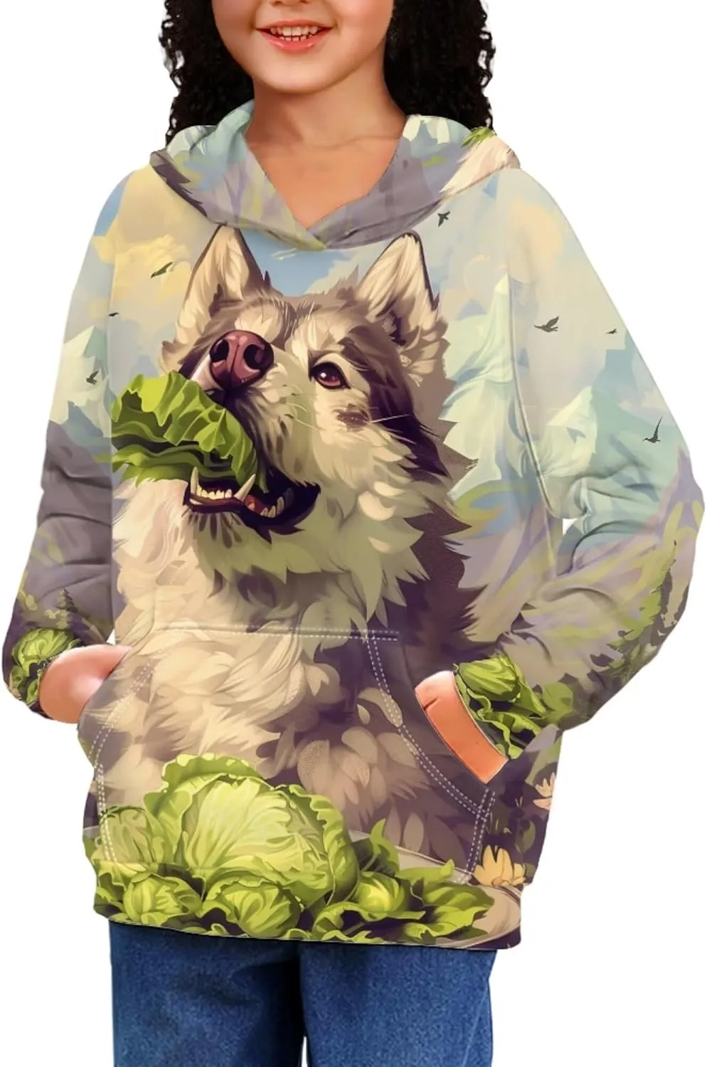 Kids Hoodie with Pocket Boys Girls Cute Graphic Pullover Sweatshirts Fall Comfy Long Sleeve Spring Hooded Tops