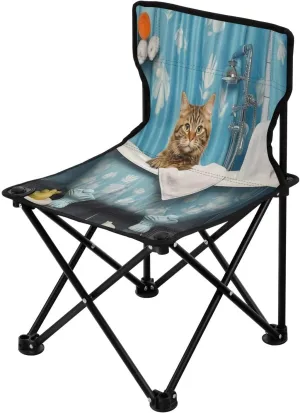 Kigai Shower Cat Portable Camping Chair - Lightweight, Compact and Foldable Chair - Perfect for Beach Picnic Hiking, Carry Bag Included