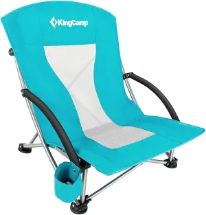 KingCamp Low Folding Beach Chair - Portable & Heavy Duty Beach Gear with 300lbs Capacity, Low Seat Design, Lightweight Camping Chair for Adults, Beach, Picnic, Concert & Outdoor Activities
