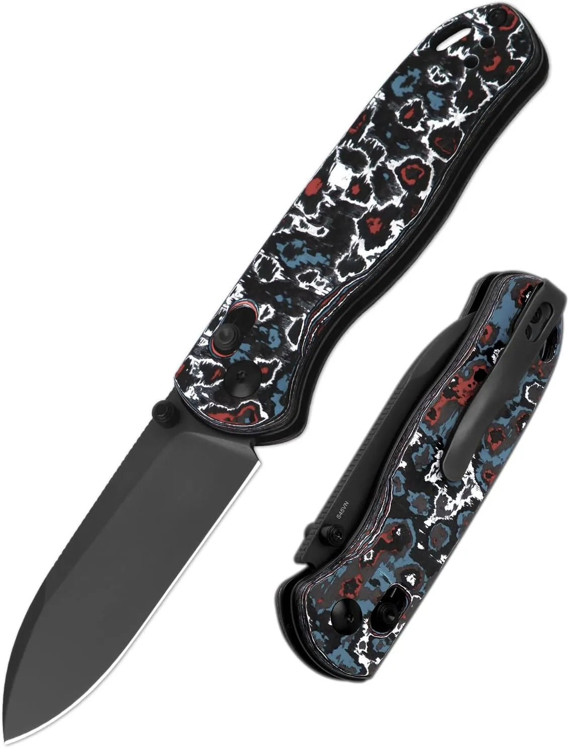 Kizer Drop Bear Pocket Knife, Folding Knife, 2.97"" S45VN DLC Coating Steel Blade, Fatcarbon Handle, Folding Pocket Knife, EDC Knife, Ki3619A5, Nebula