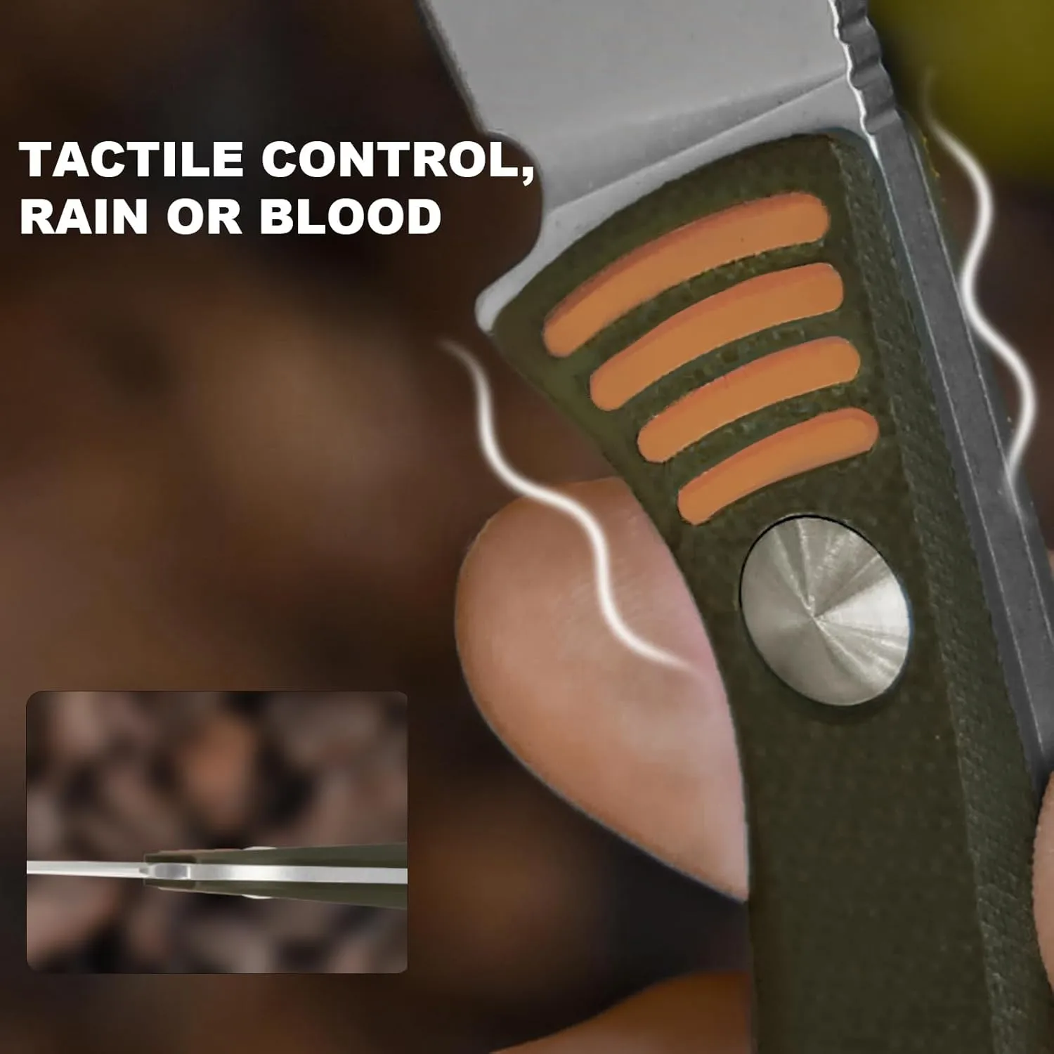 Kizer Evenki1 Fixed Blade Knife, 2.98" AEB-L Drop Point Blade Hunting Knife with Orange & Green G10 Handle, Full Tang Survival Knives with Adjustable Sheath & Sharpener, Small Camping Knives, 1097A1