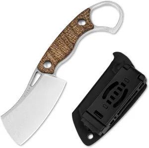 Kizer Little Rhino Fixed Blade Knife, 2.72’’ AEB-L Steel Camping Fixed Blade Knives, Burlap Micarta Handle fixed blade Hunting Knife with Sheath, Outdoor Hiking Survival Knives for Men Women 1065A4