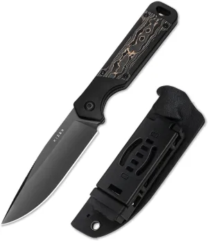 Kizer Militaw Fixed Blade Knife with Sheath, S35VN Blade Camping Knife with Aluminium Fat Carbon Handle, Fixed Blade EDC Knives for Men Women Gift, Outdoor Hunting Hiking Survival Knives 1067A1