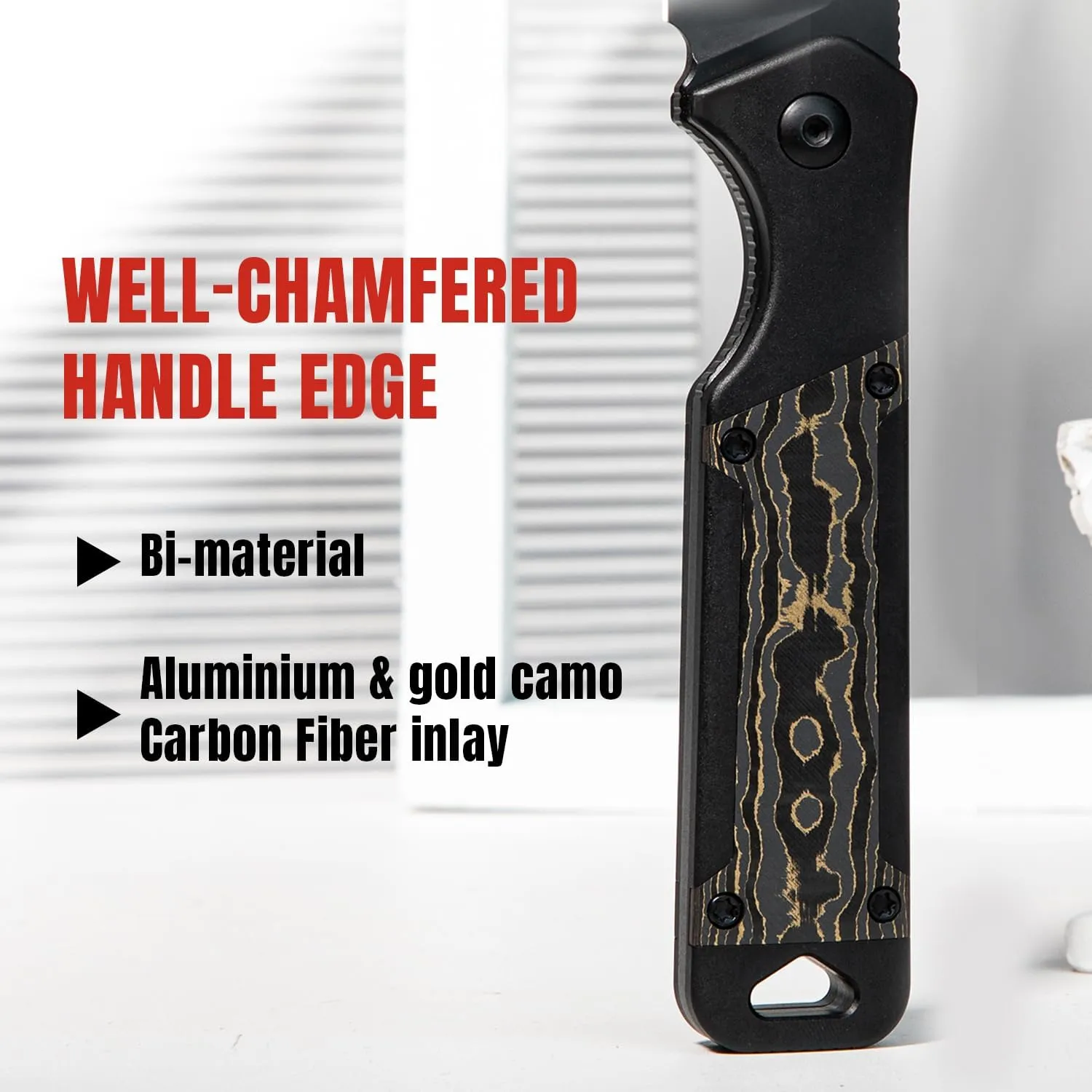 Kizer Militaw Fixed Blade Knife with Sheath, S35VN Blade Camping Knife with Aluminium Fat Carbon Handle, Fixed Blade EDC Knives for Men Women Gift, Outdoor Hunting Hiking Survival Knives 1067A1