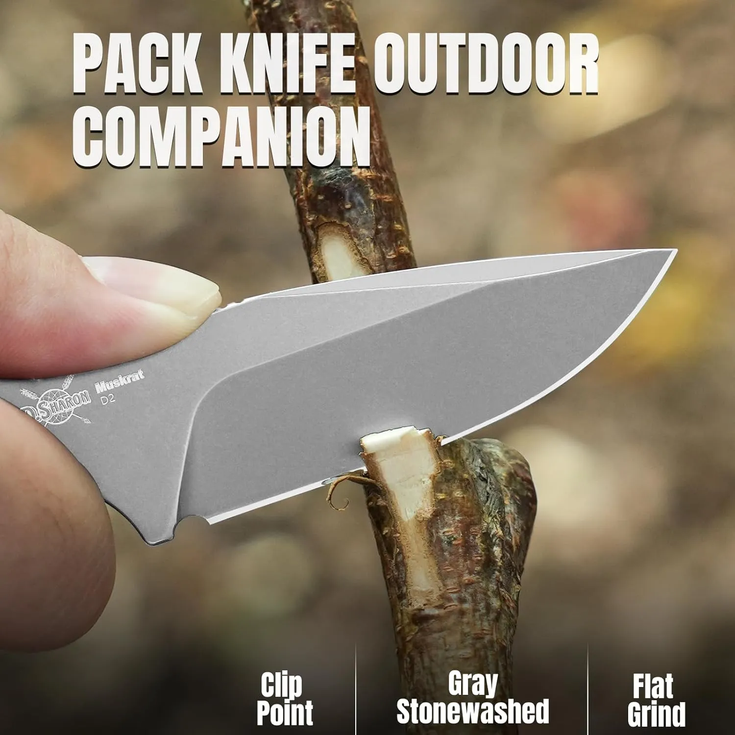Kizer Muskrat Fixed Blade Knife, 3.15 In D2 Blade EDC Knife Argyle Pattern Black G10 Handle Neck Knives for Men Women, Outdoor Hunting Hiking Survival Camping Knives with Sheath, 1064M3