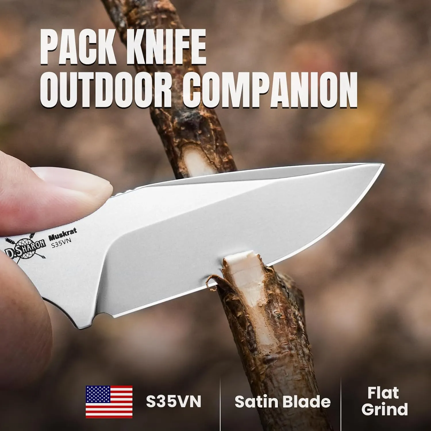 Kizer Muskrat Fixed Blade Knife, 3.15 In S35VN Neck Knife Mkuruti Wood Handle Fixed Blade EDC Knives for Men Women, Outdoor Hunting Hiking Survival Camping Knives with Sheath, 1064A2