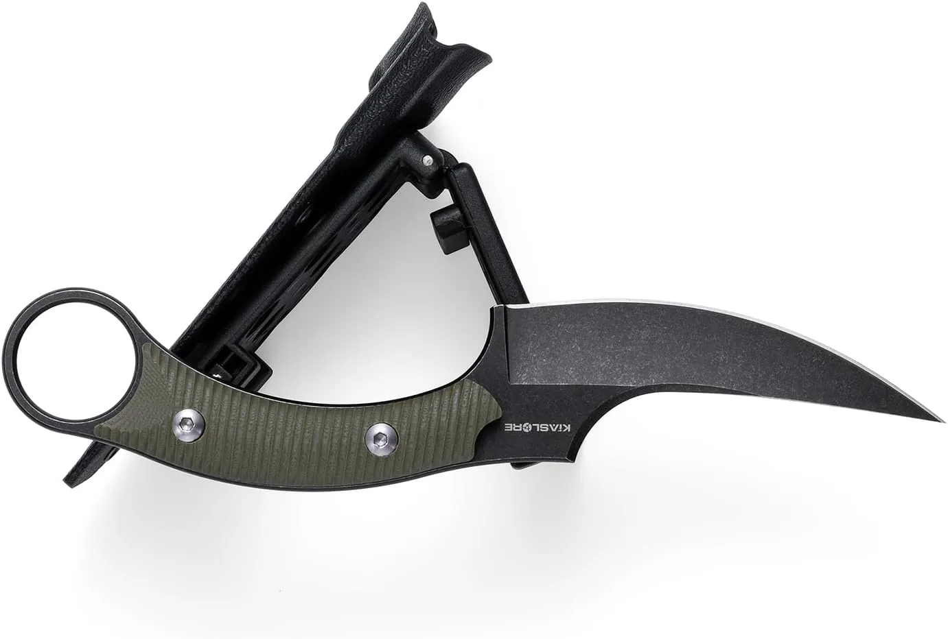 KK528 Fixed Blade Knife, D2 Blade with G10 Handle, Kydex Sheath, Everyday Claw Knife for Men Women, Utility Knife for EDC Survival Hiking Camping Outdoor (Green)