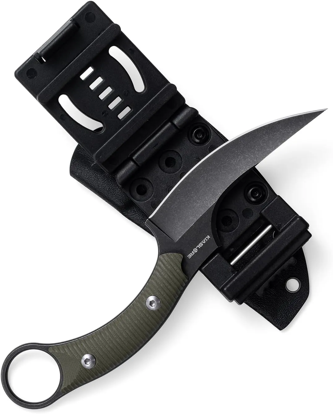 KK528 Fixed Blade Knife, D2 Blade with G10 Handle, Kydex Sheath, Everyday Claw Knife for Men Women, Utility Knife for EDC Survival Hiking Camping Outdoor (Green)