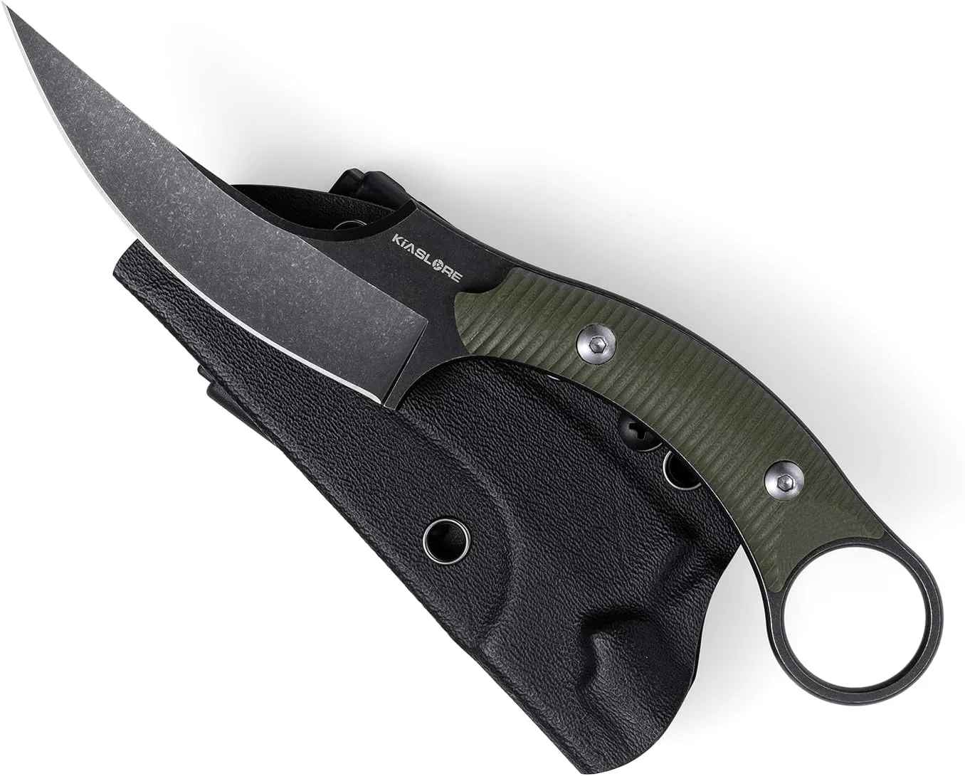 KK528 Fixed Blade Knife, D2 Blade with G10 Handle, Kydex Sheath, Everyday Claw Knife for Men Women, Utility Knife for EDC Survival Hiking Camping Outdoor (Green)