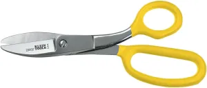 Klein Tools 22002 Scissors, Made in USA, Broad Blade Utility Shear Cuts Anything from Rubber to Metal, with Extended Handled, Serrated Blade, 8.5-Inch