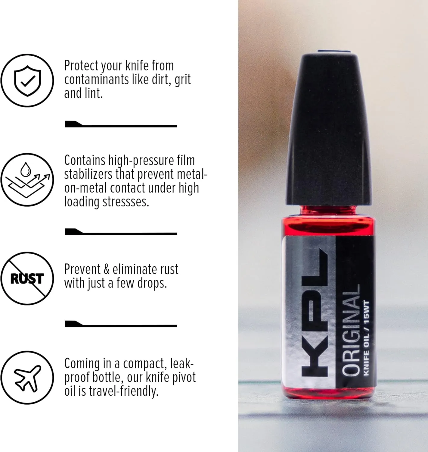 KNIFE PIVOT LUBE Original Knife Oil for Blades, Synthetic Pocket Knife Lubricant, Knife Honing Oil for Cleaning Knives, Premium Knife Oil Lubricant for Blade Care, Precision Knife Oiler Bottle (10ml)