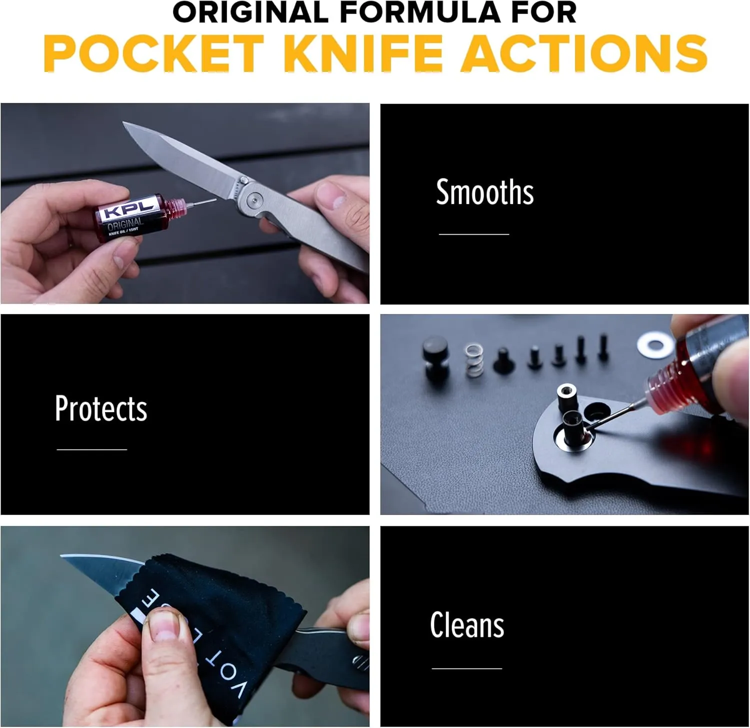 KNIFE PIVOT LUBE Original Knife Oil for Blades, Synthetic Pocket Knife Lubricant, Knife Honing Oil for Cleaning Knives, Premium Knife Oil Lubricant for Blade Care, Precision Knife Oiler Bottle (10ml)