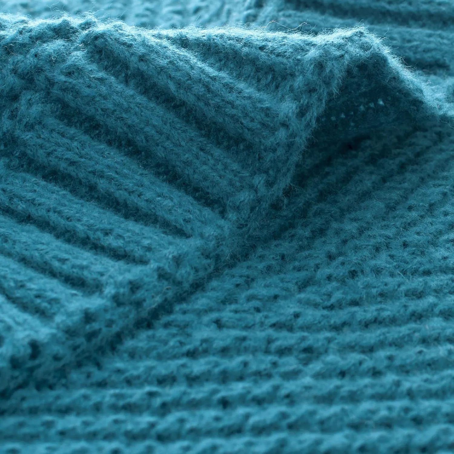 Knitted Throw Blanket 50"X60", Teal Knit Throws for Bed, Super Soft Boho Chevron Blankets for Couch Sofa Chair Room Decor, Textured Decorative Farmhouse Cozy Lightweight