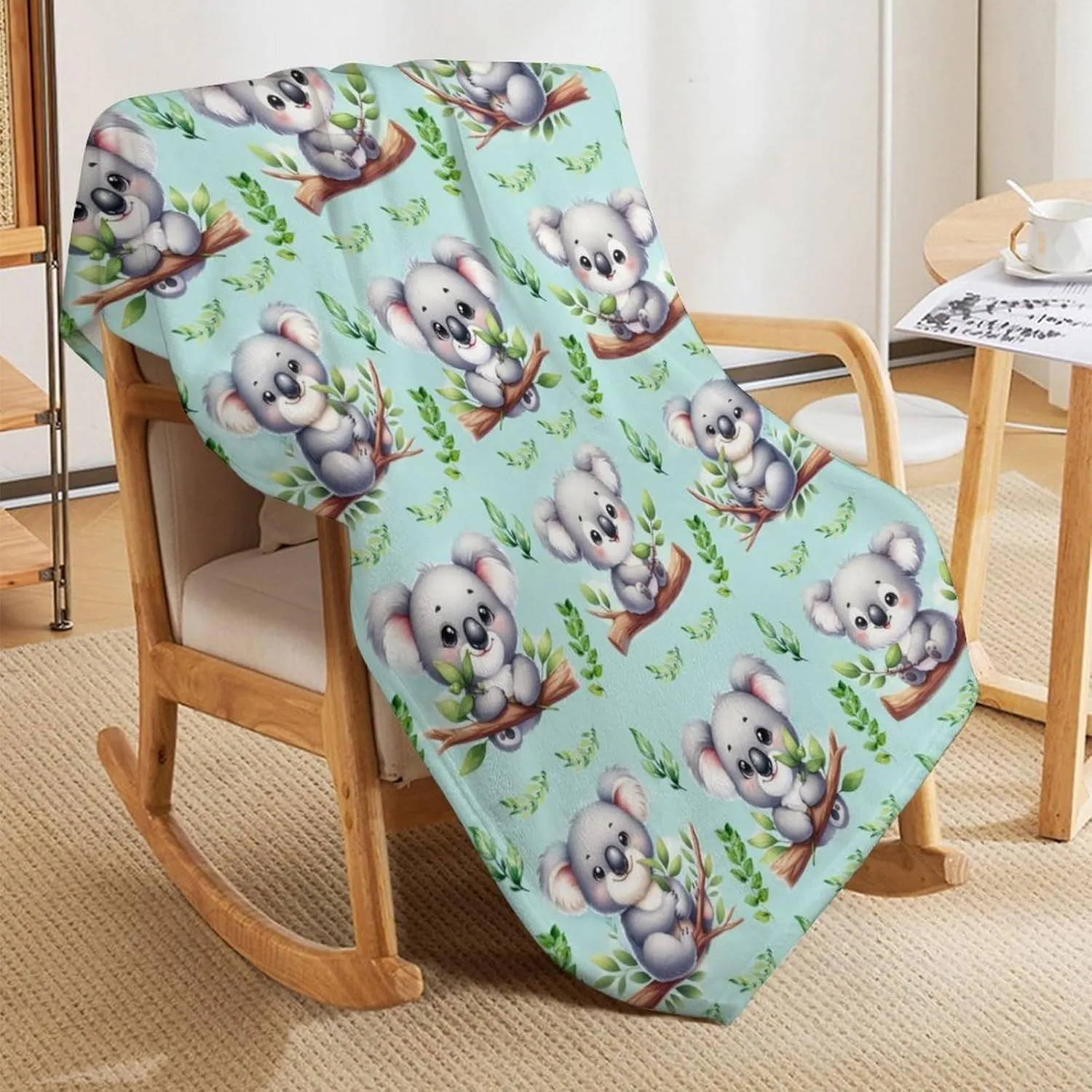 Koala Throw Blanket - Soft Flannel Koala Blankets for Girls Boys Kids Koala Lovers - Warm Koala Throw Blankets for All Season Lap, Chair, Sofa - 50"x40"