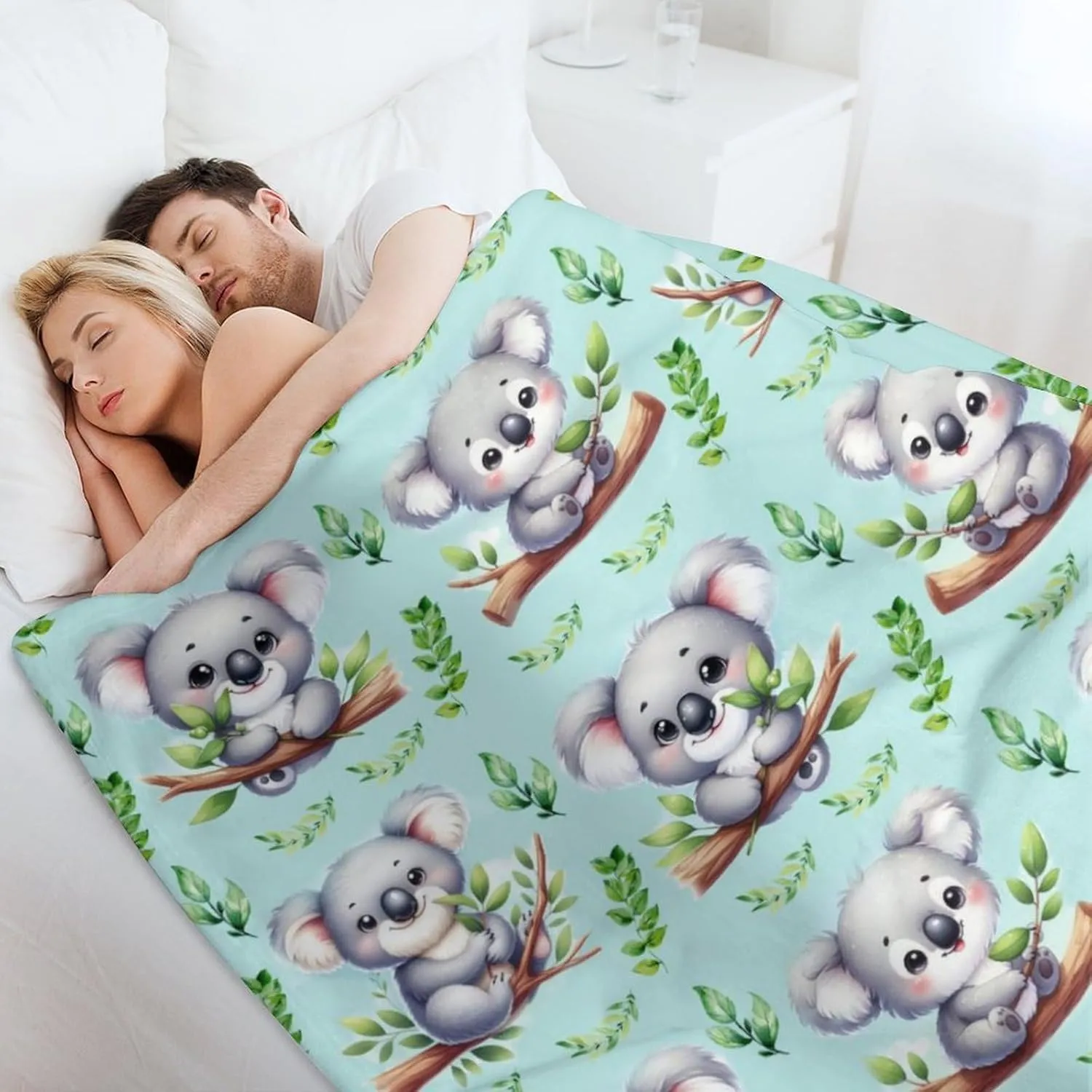 Koala Throw Blanket - Soft Flannel Koala Blankets for Girls Boys Kids Koala Lovers - Warm Koala Throw Blankets for All Season Lap, Chair, Sofa - 50"x40"