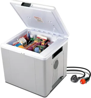 Koolatron Electric Portable Cooler Plug in 12V Car Cooler/Warmer 29 qt (27 L), No Ice Thermo Electric Portable Fridge for Camping, Travel Road Trips Trucking with 12 Volt DC Power,Gray/White.