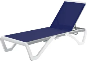 Kozyard Patio Chaise Lounge Chair - Full Flat Alumium & Resin Legs, Outdoor Reclining Adjustable Chair for Sunbathing, Beach, Patio, Lounge Set or Patio Table (NavyBlue Textilene Without Table)