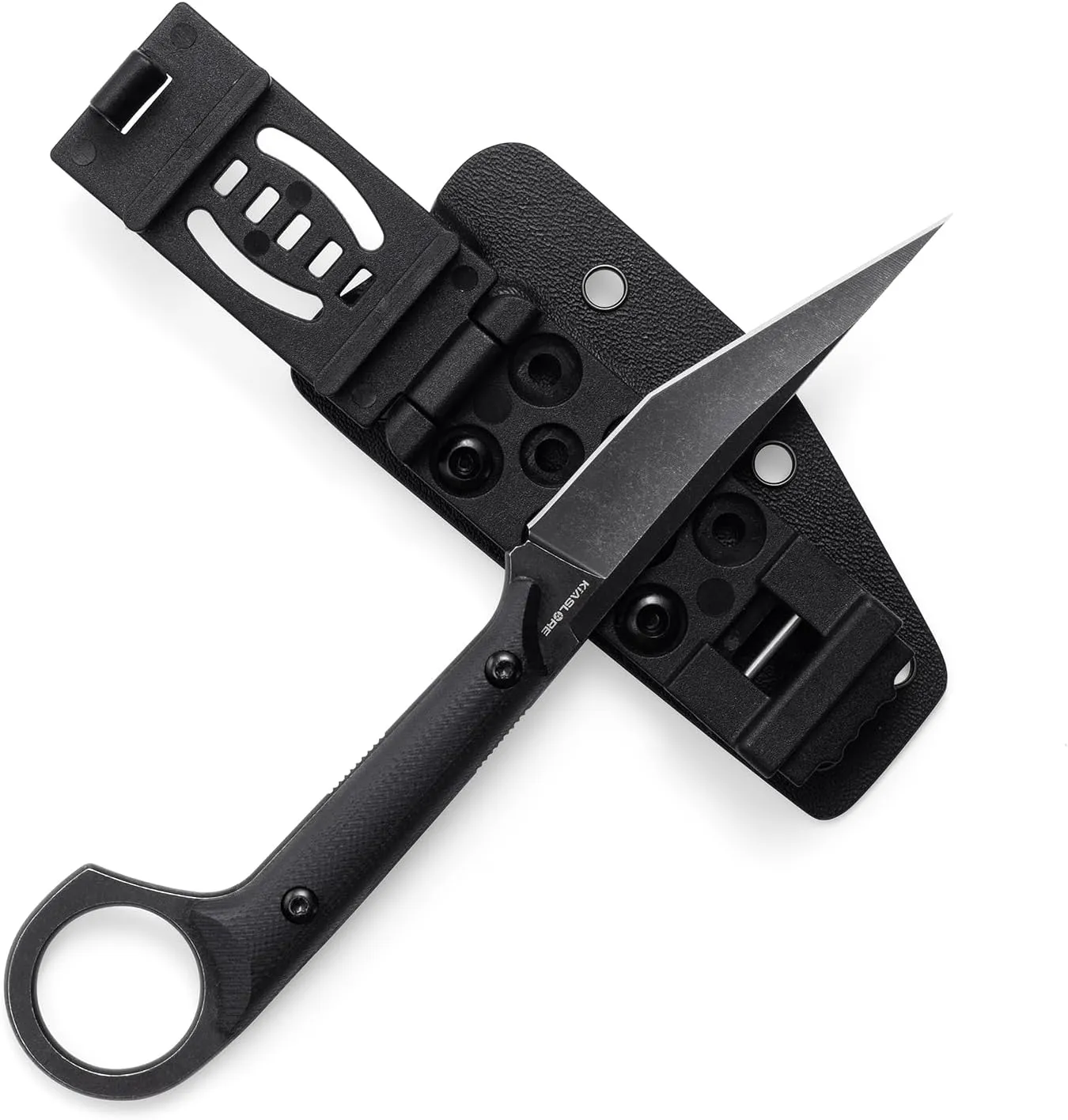 KS527 Fixed Blade Knife, D2 Blade G10 Handle for Men Women, with Kydex Sheath, Utility Knife for EDC Survival Hiking Camping Outdoor Everyday (Black)