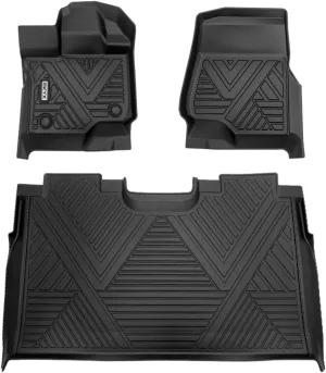 KYX Custom Fit Floor Mats for 2015-2025 Ford F150 SuperCrew | All-Weather Protection, Eco-Friendly TPE, 3D Laser-Scanned Design | Durable Truck Accessories for Daily Driving, Off-Road, Extreme Weather