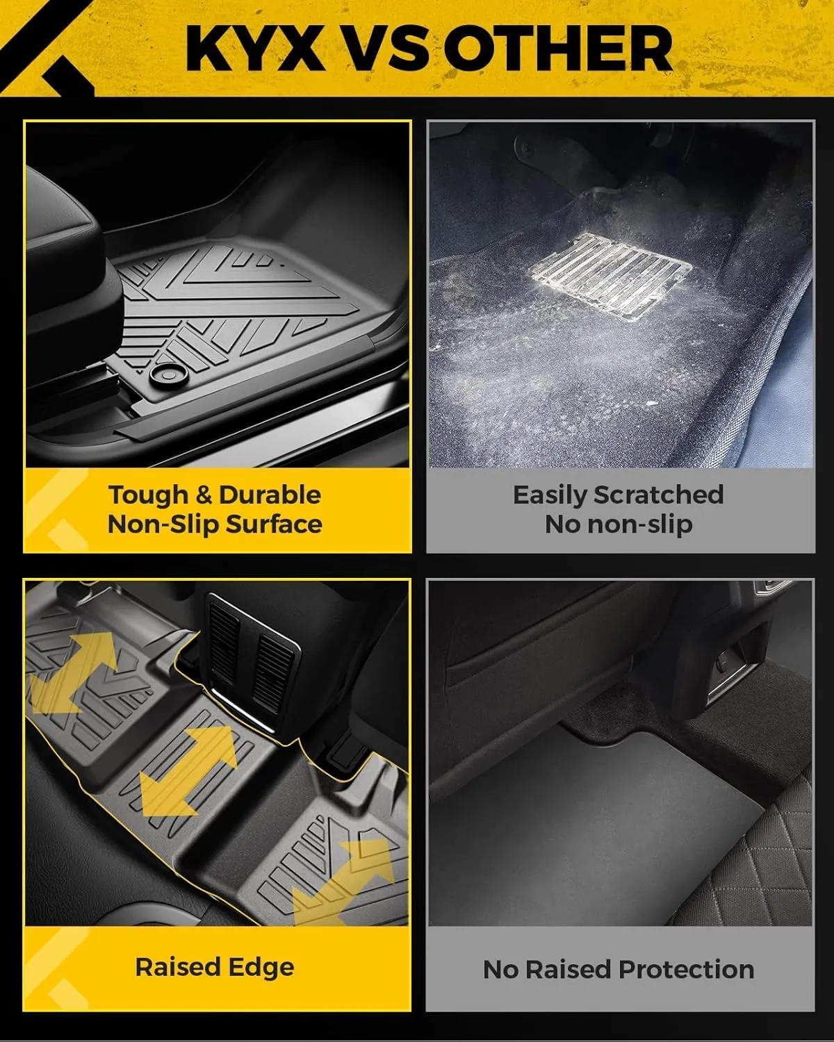 KYX Custom Fit Floor Mats for 2015-2025 Ford F150 SuperCrew | All-Weather Protection, Eco-Friendly TPE, 3D Laser-Scanned Design | Durable Truck Accessories for Daily Driving, Off-Road, Extreme Weather