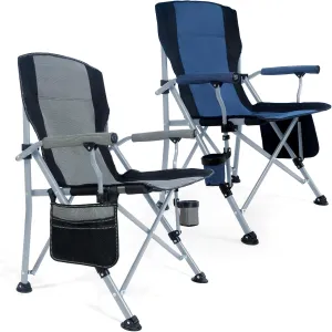 Lamberia 2 PCS Camping Chair for Adults, Heavy Duty 330lbs Capacity Folding Chairs for Outdoor, 600D Oxford Mesh High Back Camping Chairs with Arm Rest Cup Holder and Portable Carrying Bag