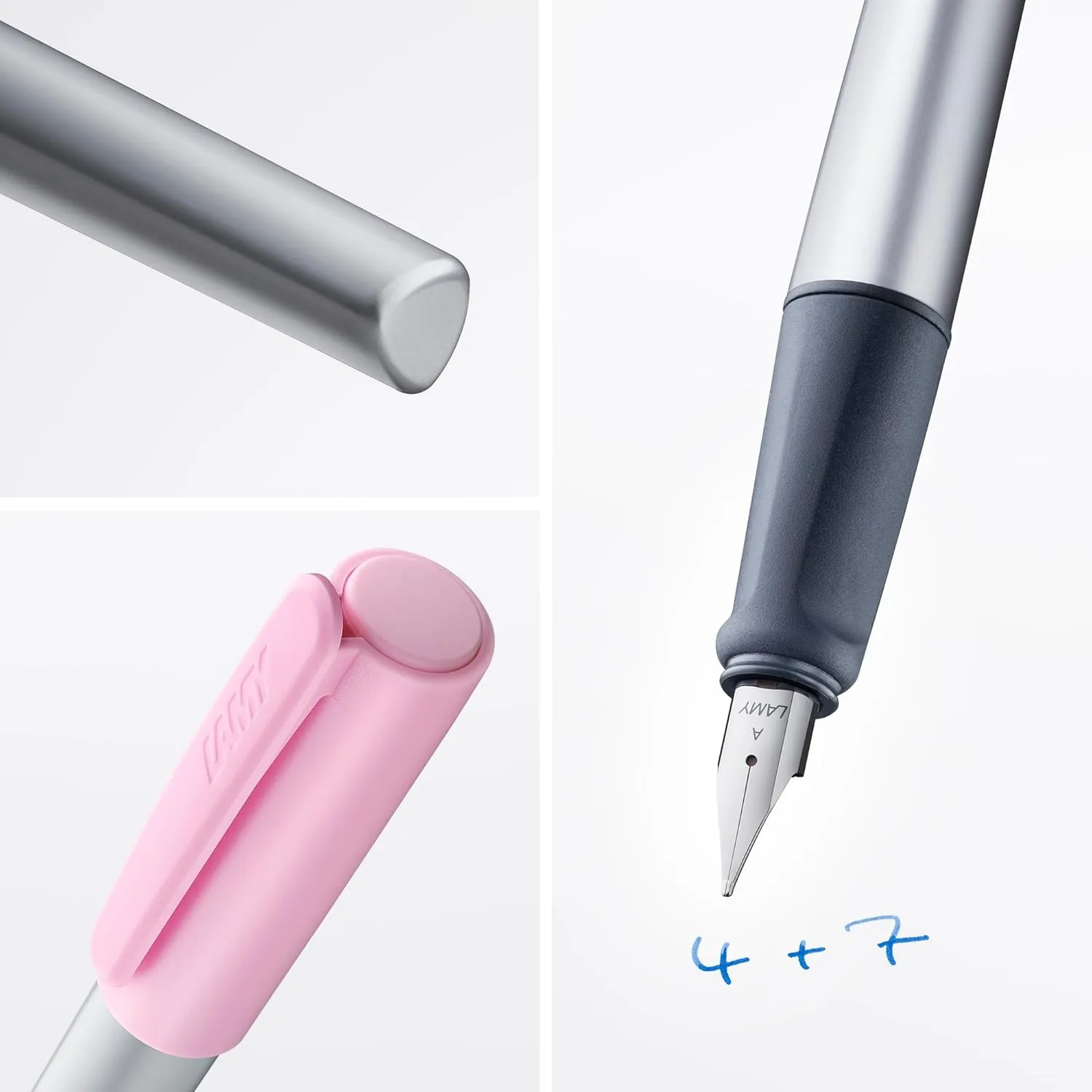 LAMY nexx rose – Fountain Pen with slip-proof grip & polished steel nib in size A - triangular aluminum body - including LAMY T 10 blue cartridge - Right-Handed