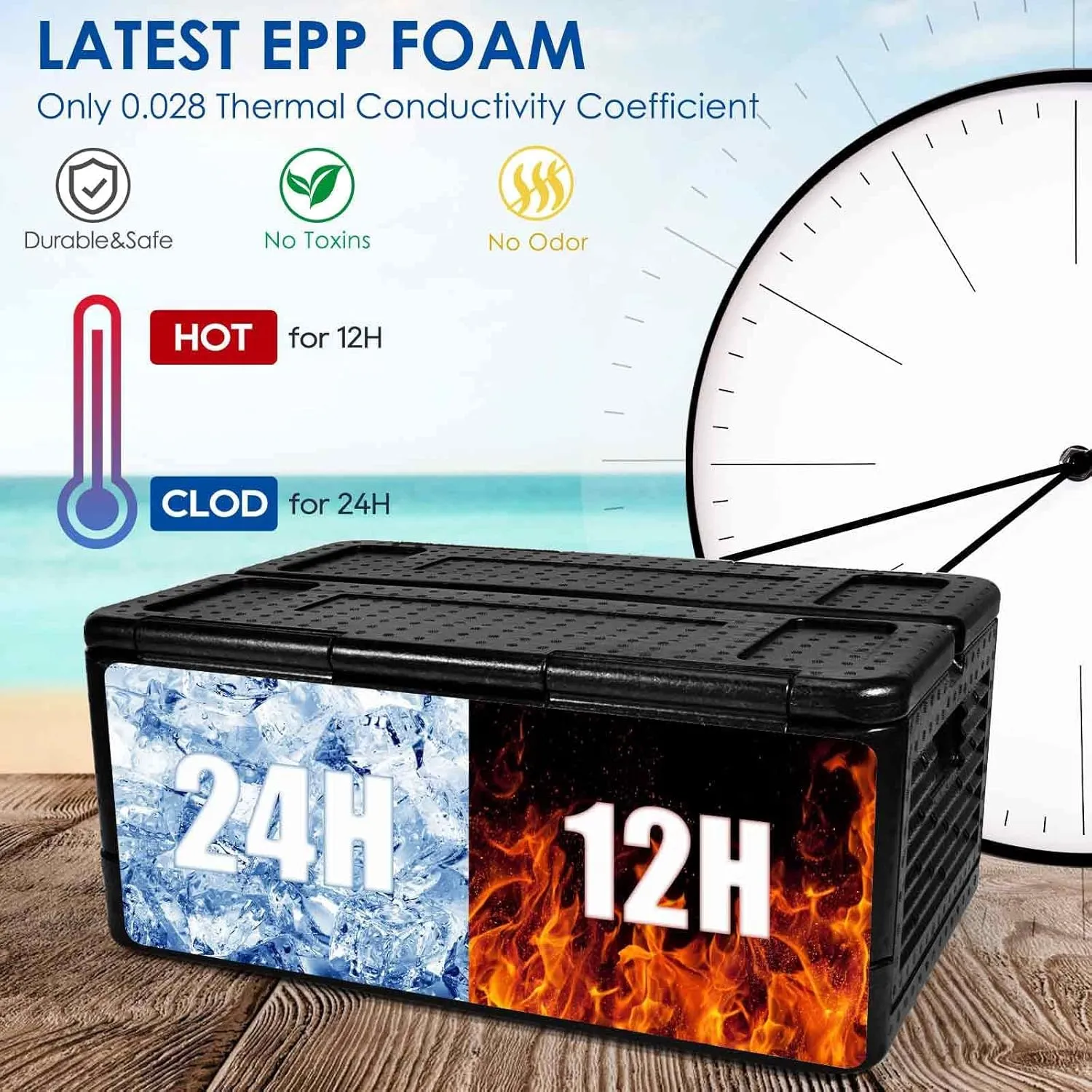 Large Cooler Foldable Camping Insulated Ice Chest, Portable Car Cooler for Party Camping, Hiking, Fishing, Beach Party
