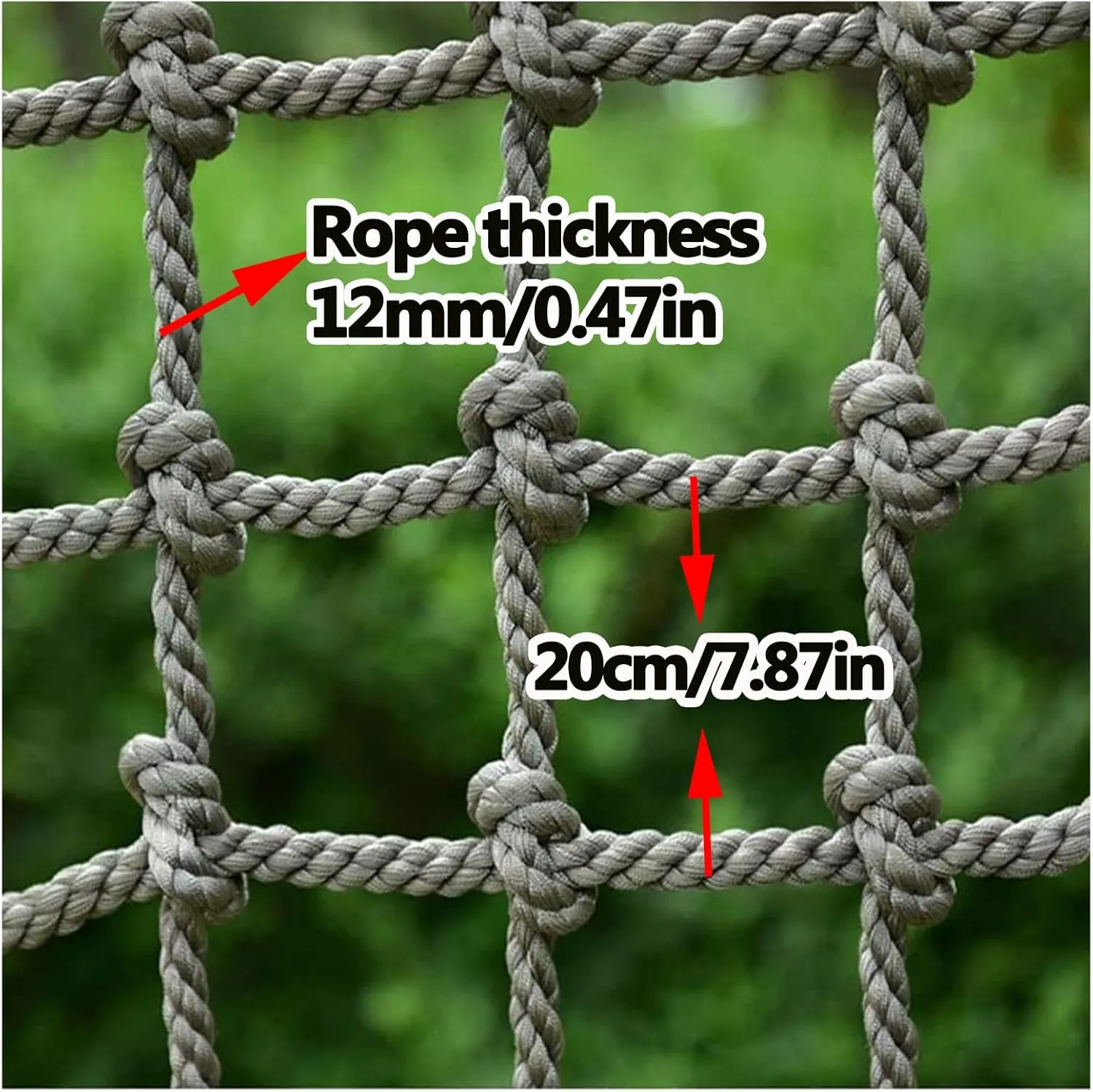Large Playground Safety Net Polyamide Thick 0.47" Heavy Duty Climbing Cargo Net Rope Ladder Tree House Accessories for Indoor and Outdoor,6.6x21.3ft