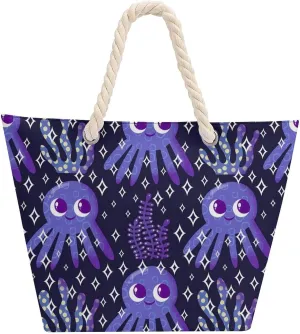 Large Tote Bag Women Ocean Seaweed Cute Octopus Weekender Hobo Bag Travel Purse Oversize Shoulder Handbag for Work Beach