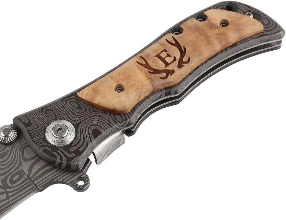 Laser Engraved Pocket Knife with monogrammed from A-Z