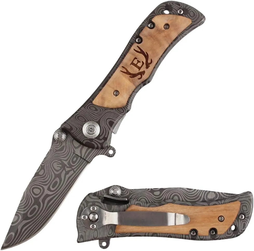 Laser Engraved Pocket Knife with monogrammed from A-Z