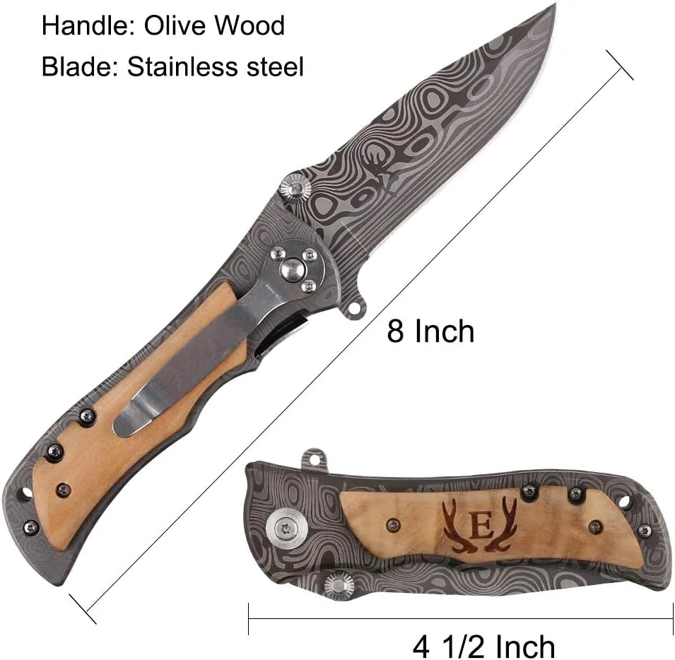 Laser Engraved Pocket Knife with monogrammed from A-Z