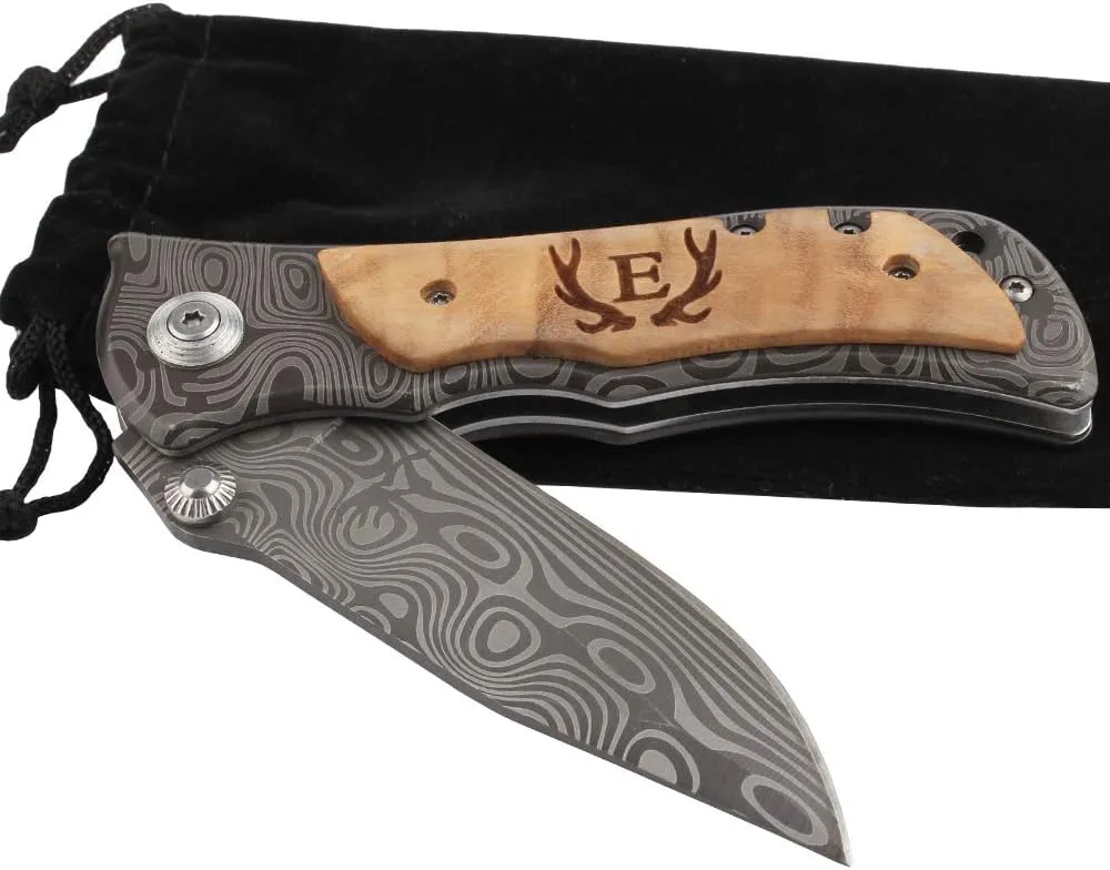 Laser Engraved Pocket Knife with monogrammed from A-Z