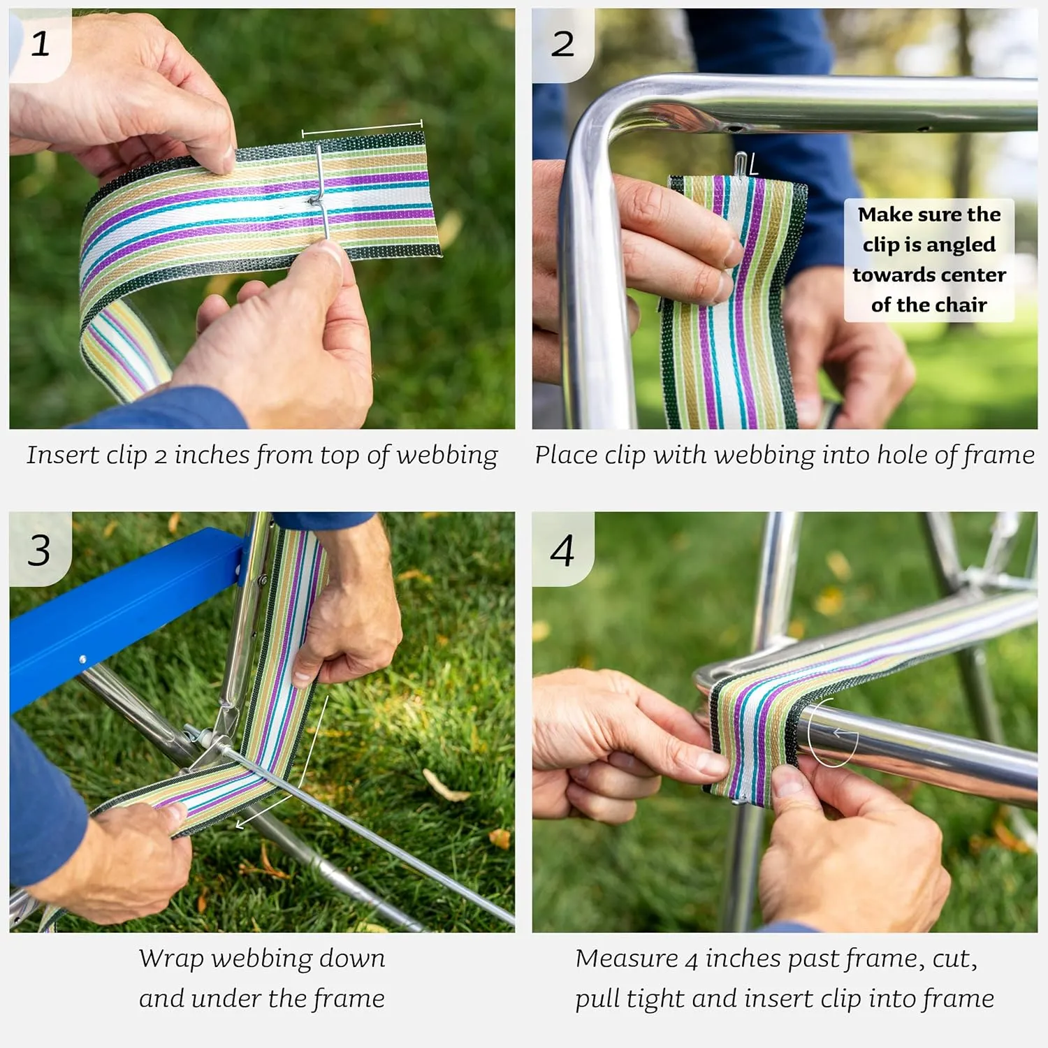 Lawn Chair USA Replacement Webbing Kit - UV-Resistant Straps for Lawn Chairs, Durable Polypropylene (3" x 150', Red and White Stripe)