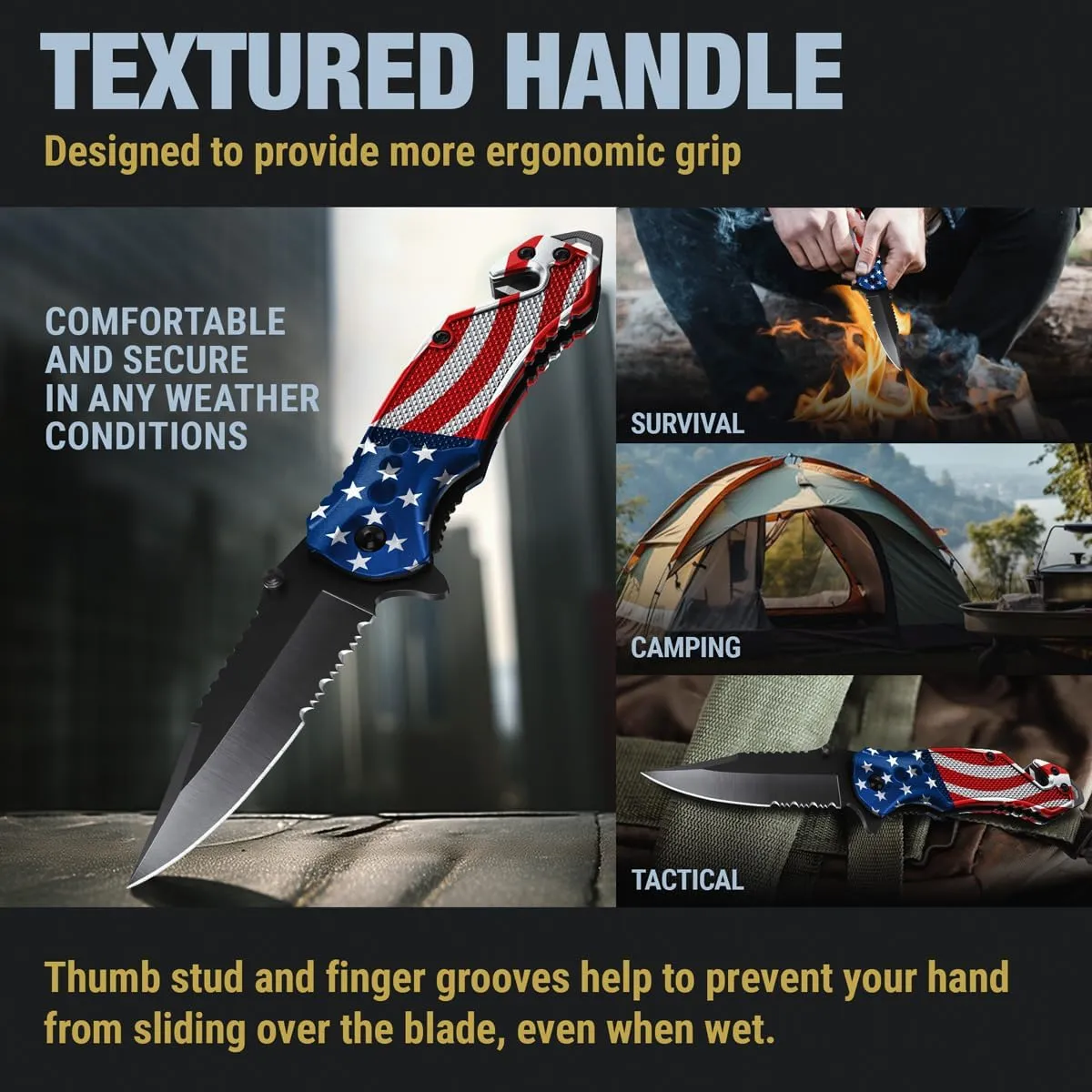 Legal Pocket Knife with American Flag - Folding Sharp Blade - Small Patriotic Knives fo EDC - United States Gifts - Best for Men Boys Teenagers - Nice Tool US - Gift Idea fo Men & Women 6680 F