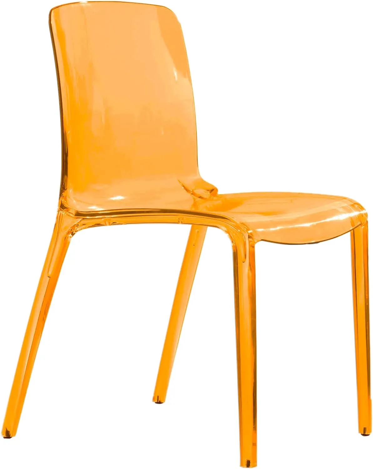 LeisureMod Mid-Century Modern Dining Chair, Transparent Orange Acrylic Accent Chair for Kitchen, Dining Room, and Contemporary Home Decor