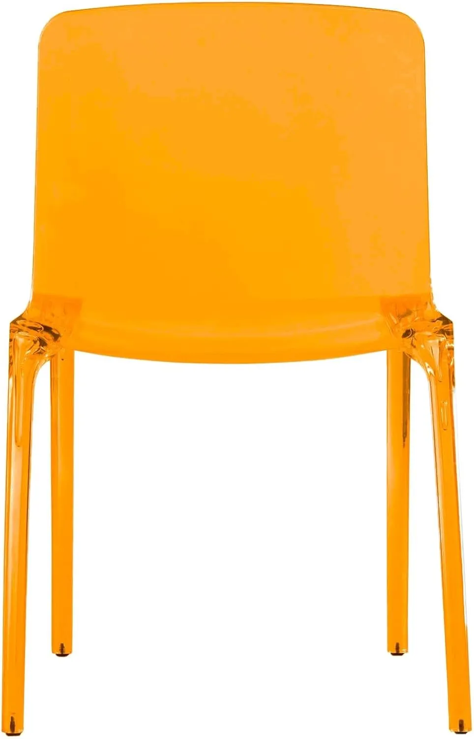 LeisureMod Mid-Century Modern Dining Chair, Transparent Orange Acrylic Accent Chair for Kitchen, Dining Room, and Contemporary Home Decor