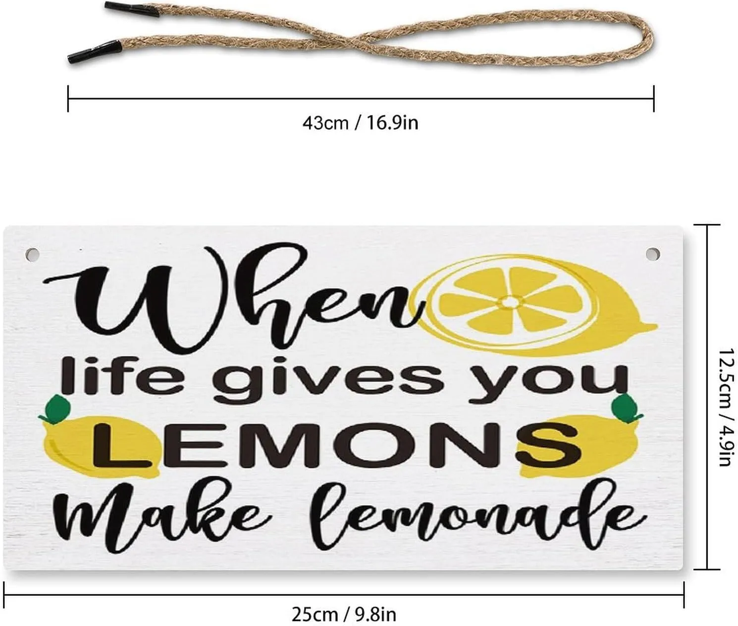 Lemon Decor Wood Sign When Life Gieves You Lemons Make Lemoneade Hanging Art Wall Decor 12x6 Inch Sign Decor For Home Office Kitchen Cubicle Decor,Farmhouse Summer Lemon Sign Decor