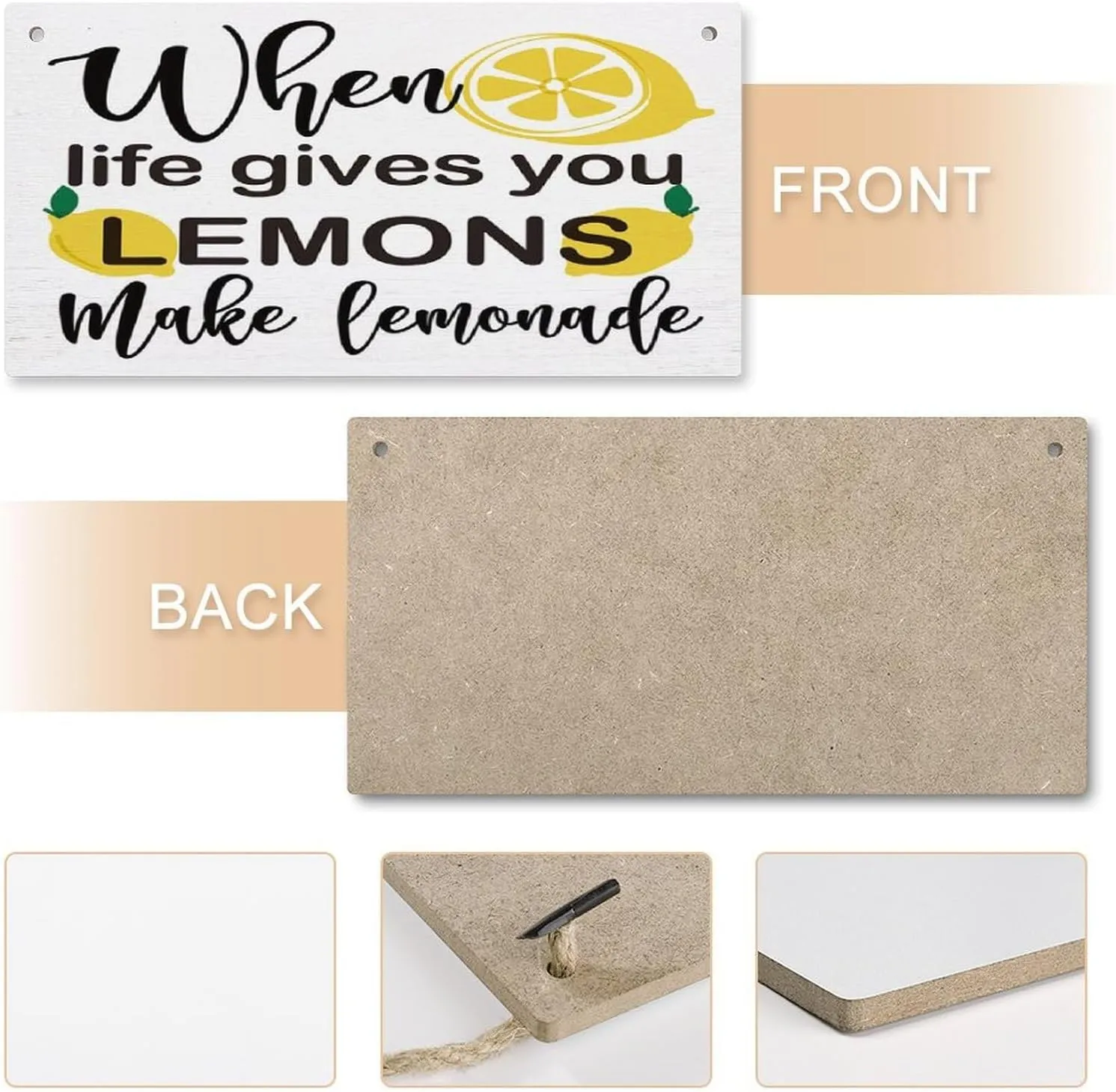 Lemon Decor Wood Sign When Life Gieves You Lemons Make Lemoneade Hanging Art Wall Decor 12x6 Inch Sign Decor For Home Office Kitchen Cubicle Decor,Farmhouse Summer Lemon Sign Decor