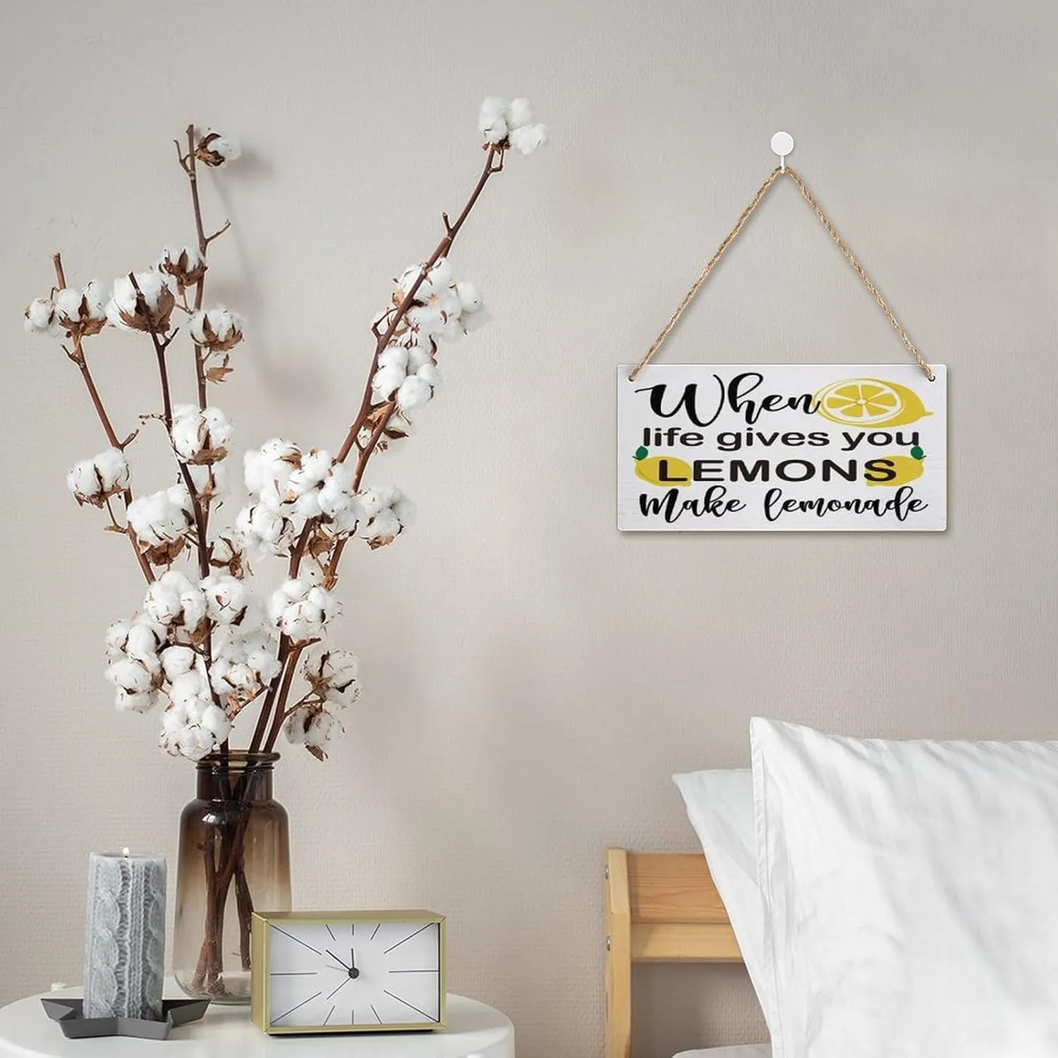 Lemon Decor Wood Sign When Life Gieves You Lemons Make Lemoneade Hanging Art Wall Decor 12x6 Inch Sign Decor For Home Office Kitchen Cubicle Decor,Farmhouse Summer Lemon Sign Decor