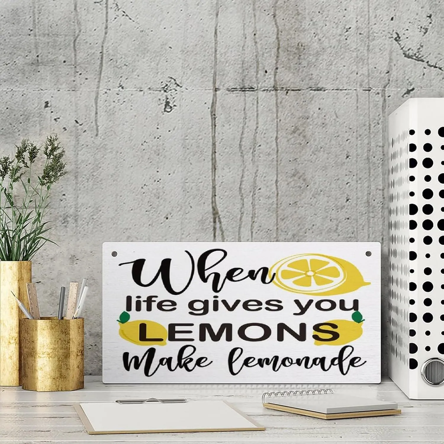 Lemon Decor Wood Sign When Life Gieves You Lemons Make Lemoneade Hanging Art Wall Decor 12x6 Inch Sign Decor For Home Office Kitchen Cubicle Decor,Farmhouse Summer Lemon Sign Decor
