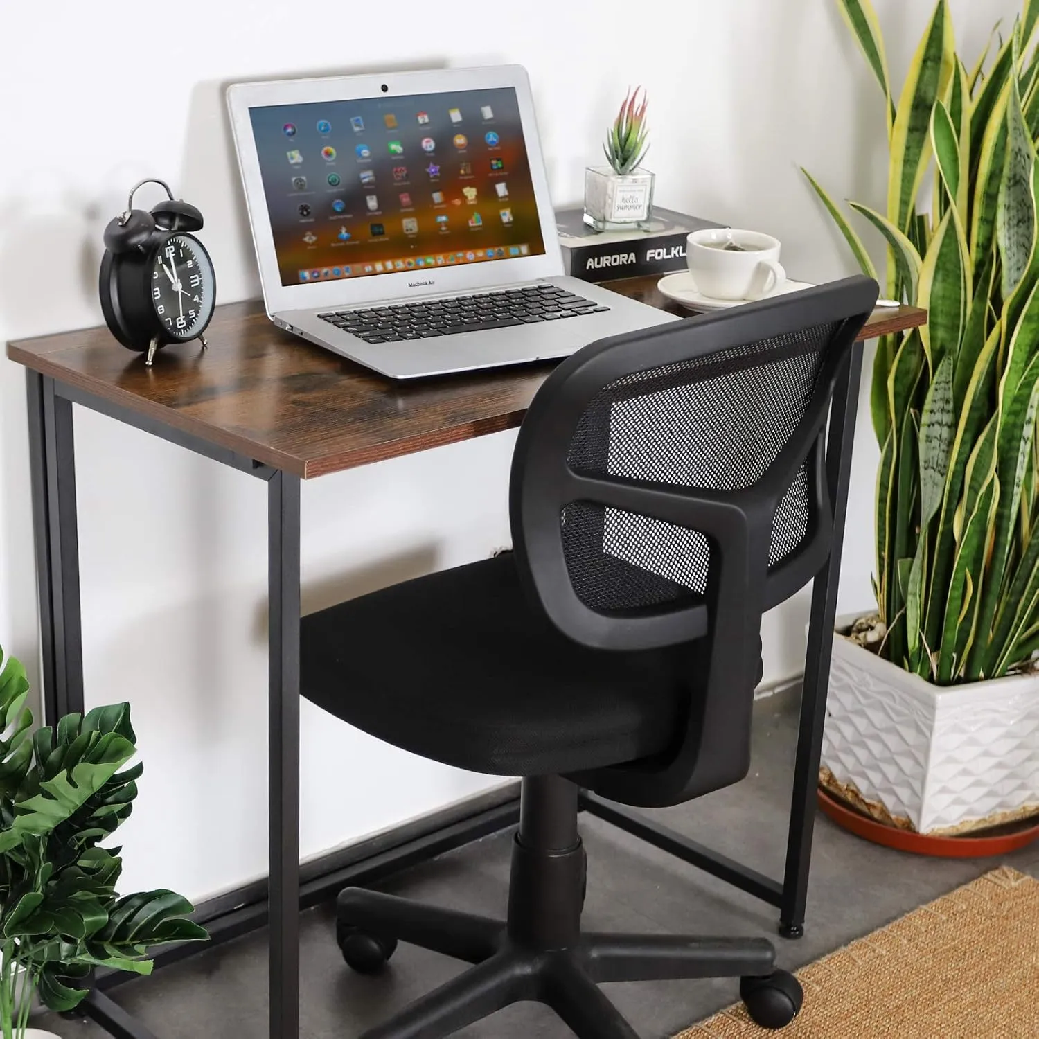 Leopard Outdoor Products Folding Computer Desk for Small Spaces, Space-Saving Home Office, Foldable Laptop Table, Writing Desk, Compact Study Reading Table (Rustic Brown)
