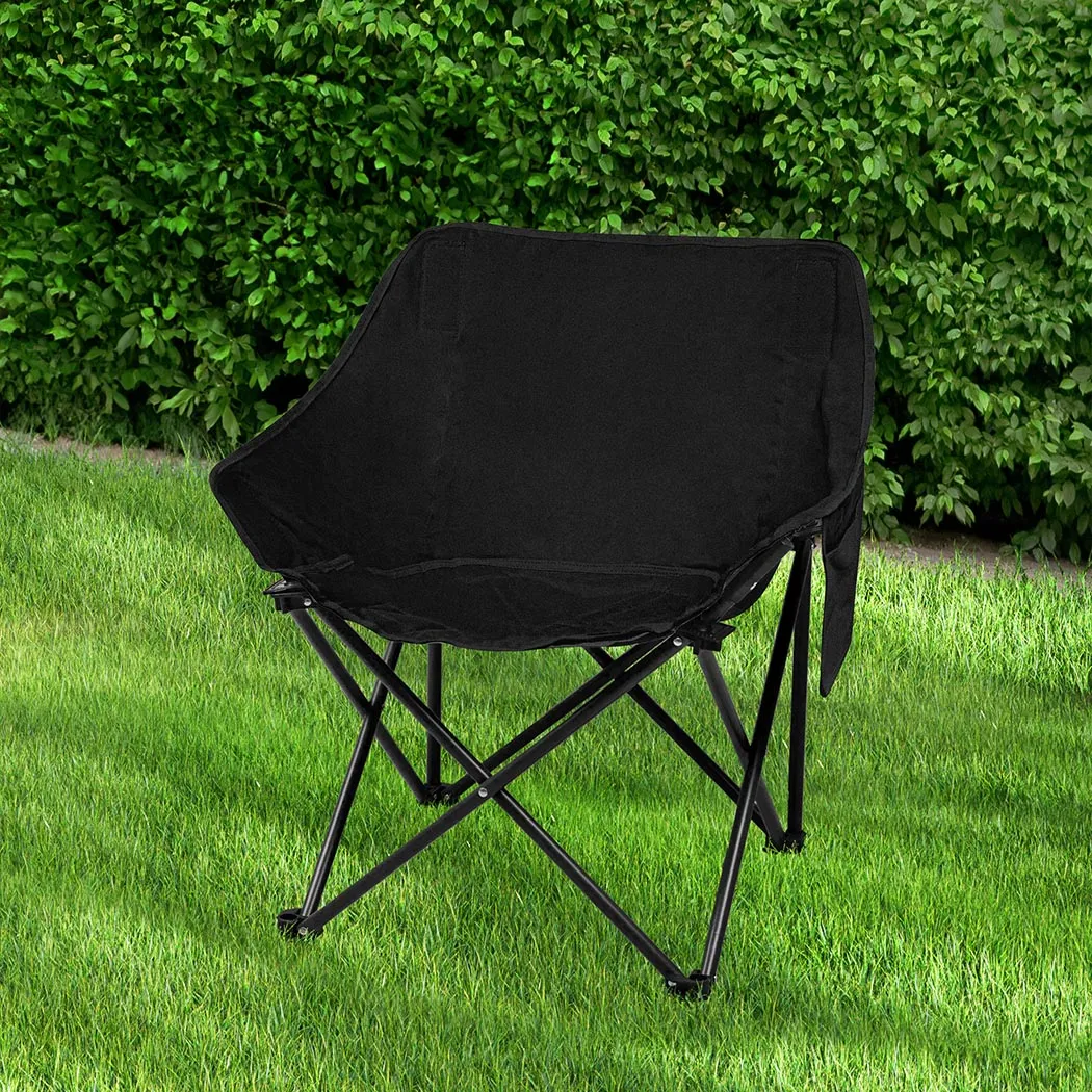 Levede Folding Camping Moon Chair Lightweight Black-NT_Metro