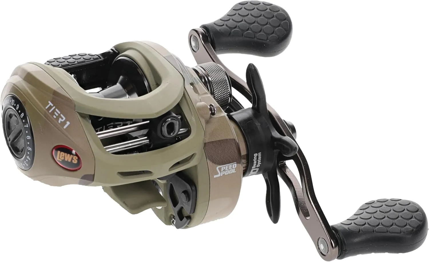 Lew's American Hero Tier 1 Baitcast Fishing Reel, 9 1 Stainless Steel Ball Bearings, 7.5:1 Gear Ratio, Multicam