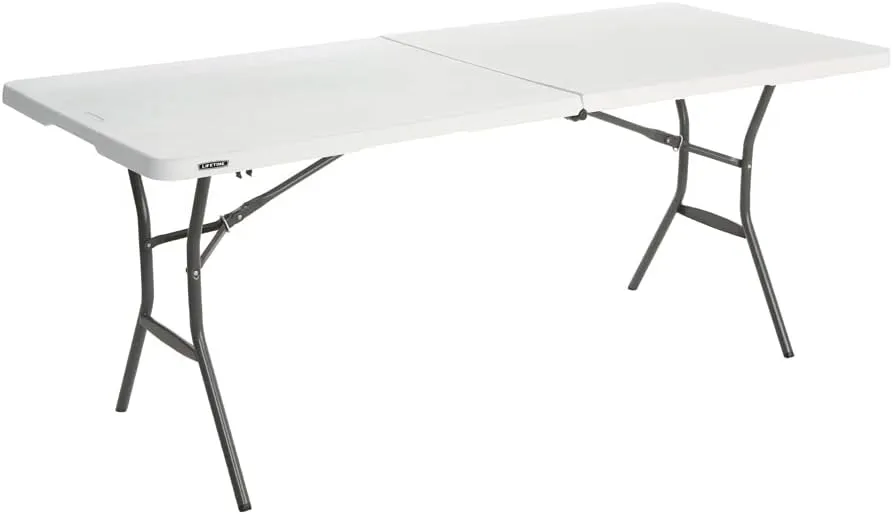 Lifetime 25011 Fold in Half Commercial Table, 6 Feet, White Granite